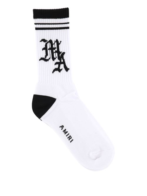 White/black cotton socks AMIRI | AMACSK1009WHITE BLACK